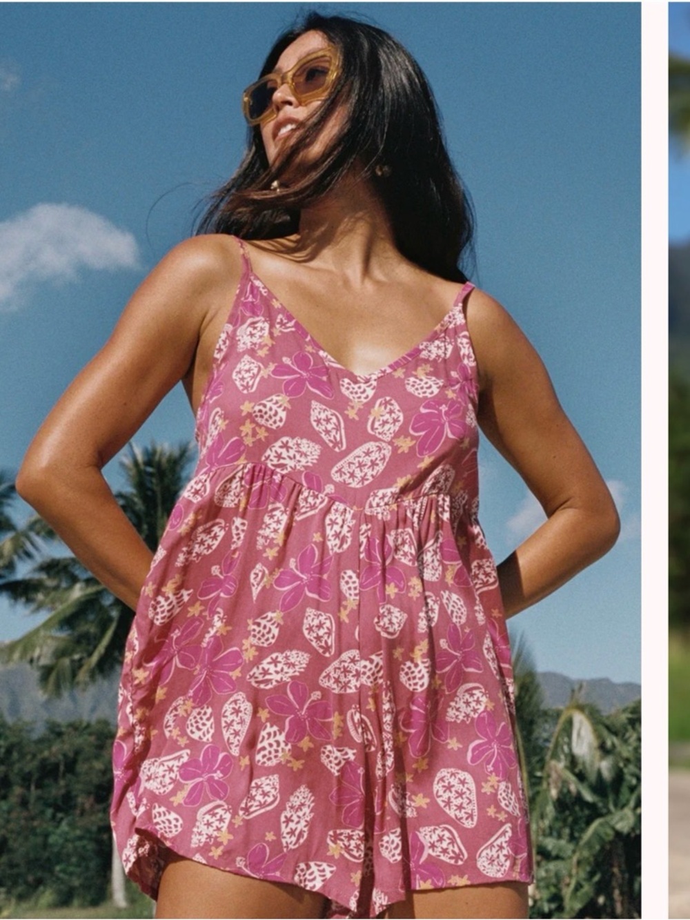 Yireh Wild Daisy Romper in Shells & Pua Pink Size XL